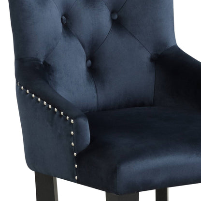 Varian II Dark Navy Velvet & Black Finish Side Chair - 1st Choice Furniture Direct