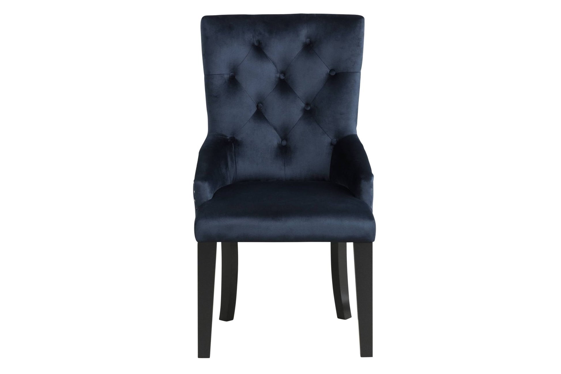 Varian II Dark Navy Velvet & Black Finish Side Chair - 1st Choice Furniture Direct
