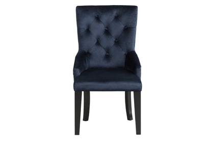 Varian II Dark Navy Velvet & Black Finish Side Chair - 1st Choice Furniture Direct