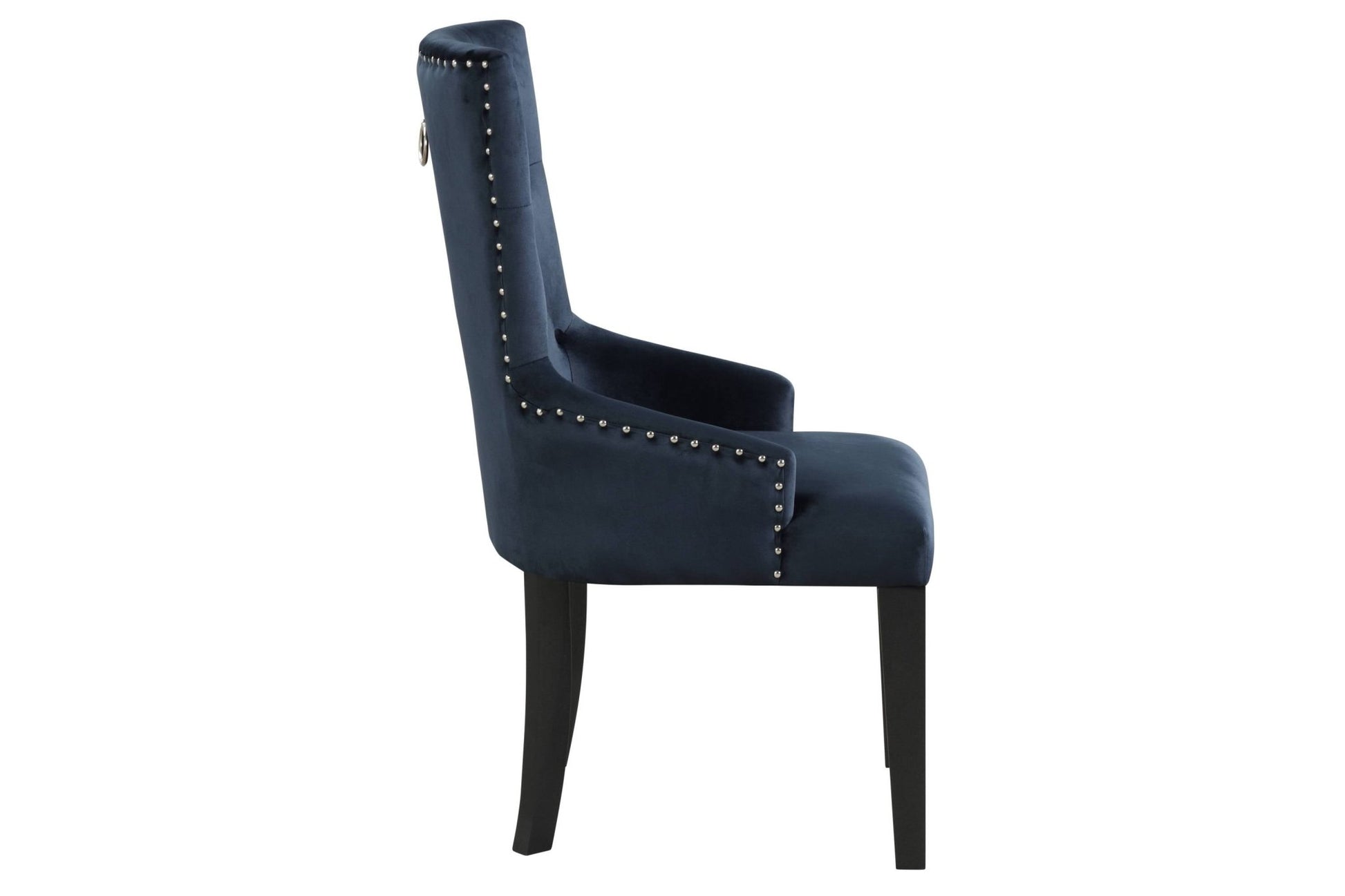Varian II Dark Navy Velvet & Black Finish Side Chair - 1st Choice Furniture Direct