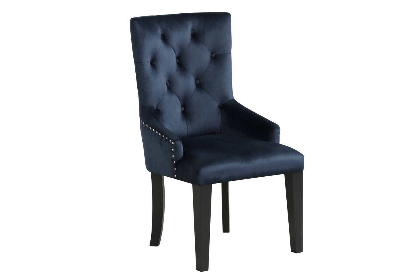 Varian II Dark Navy Velvet & Black Finish Side Chair - 1st Choice Furniture Direct
