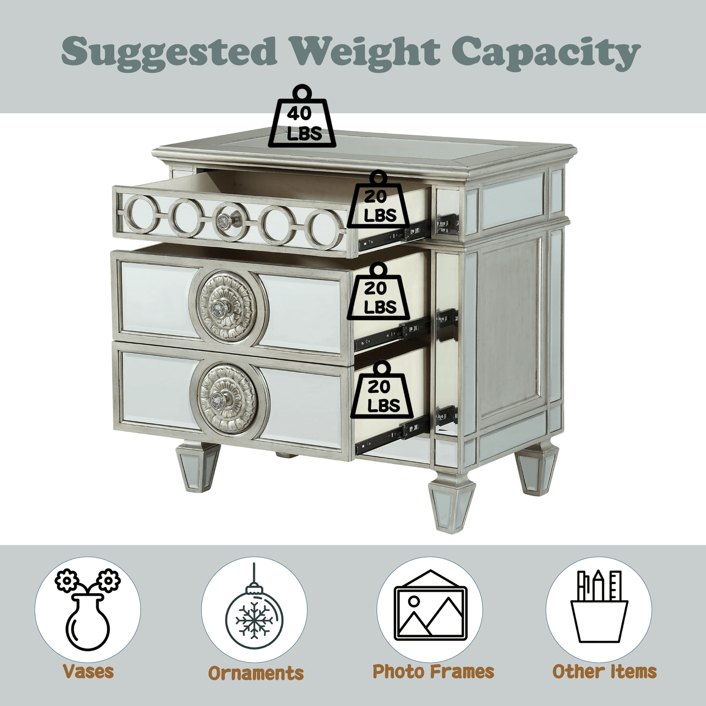 Varian Mirrored Nightstand - 1st Choice Furniture Direct