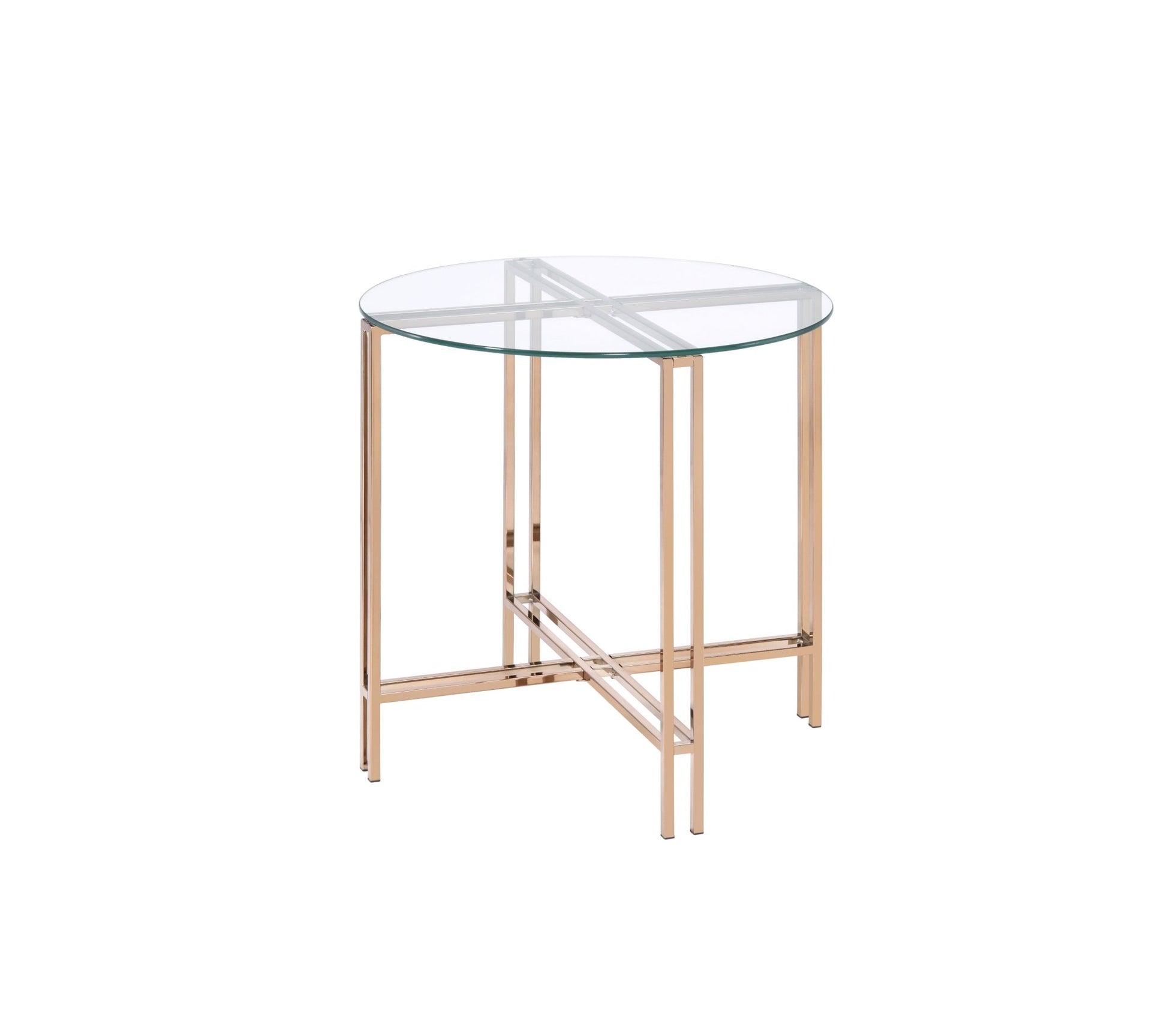 Veises Clear Glass Top with Champagne Finish End Table - 1st Choice Furniture Direct