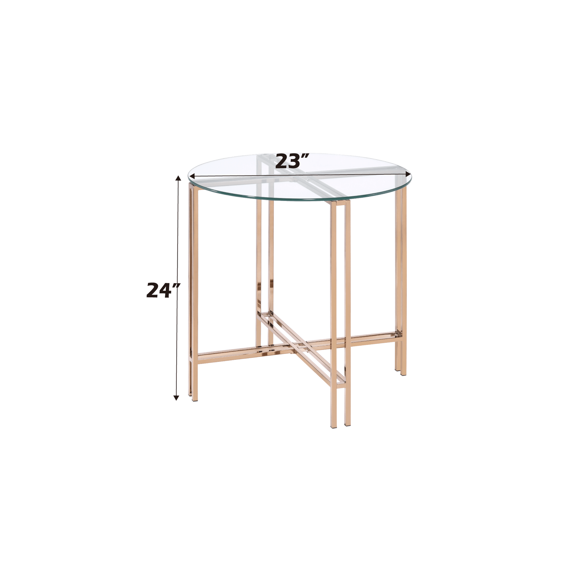 Veises Clear Glass Top with Champagne Finish End Table - 1st Choice Furniture Direct