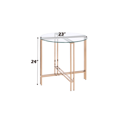 Veises Clear Glass Top with Champagne Finish End Table - 1st Choice Furniture Direct