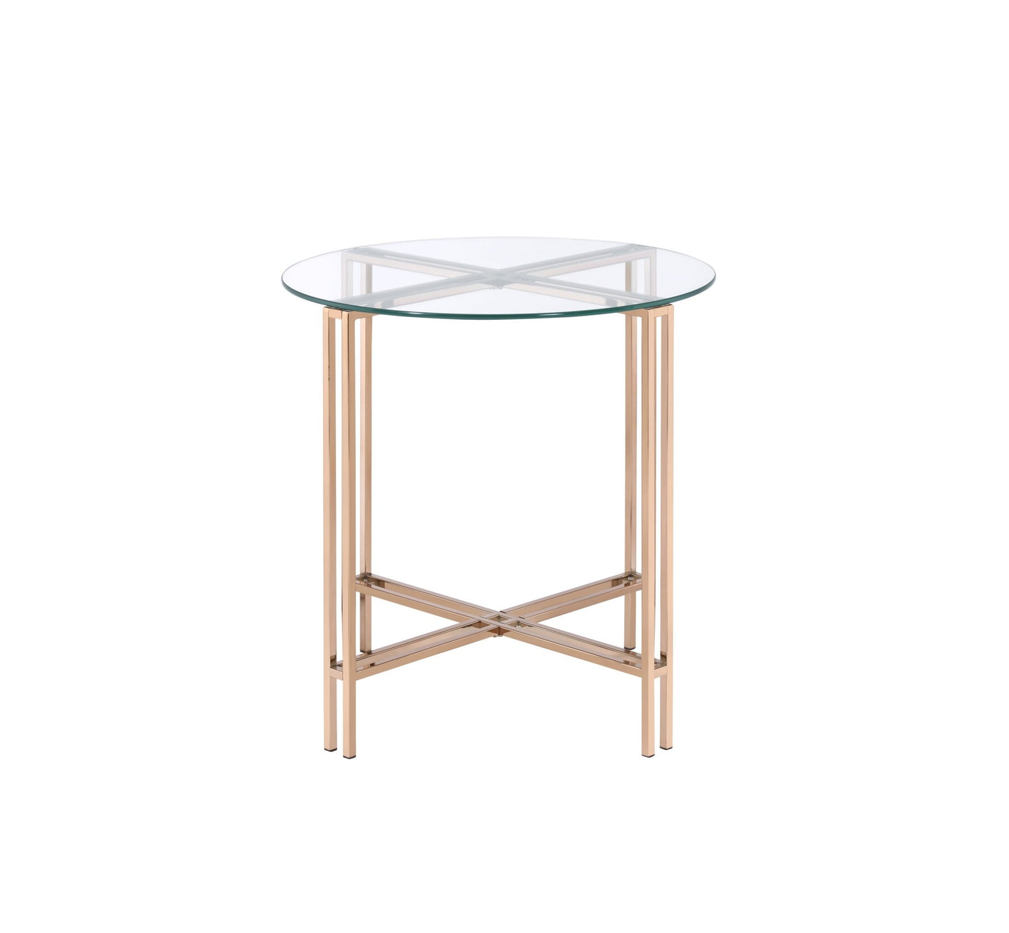 Veises Clear Glass Top with Champagne Finish End Table - 1st Choice Furniture Direct