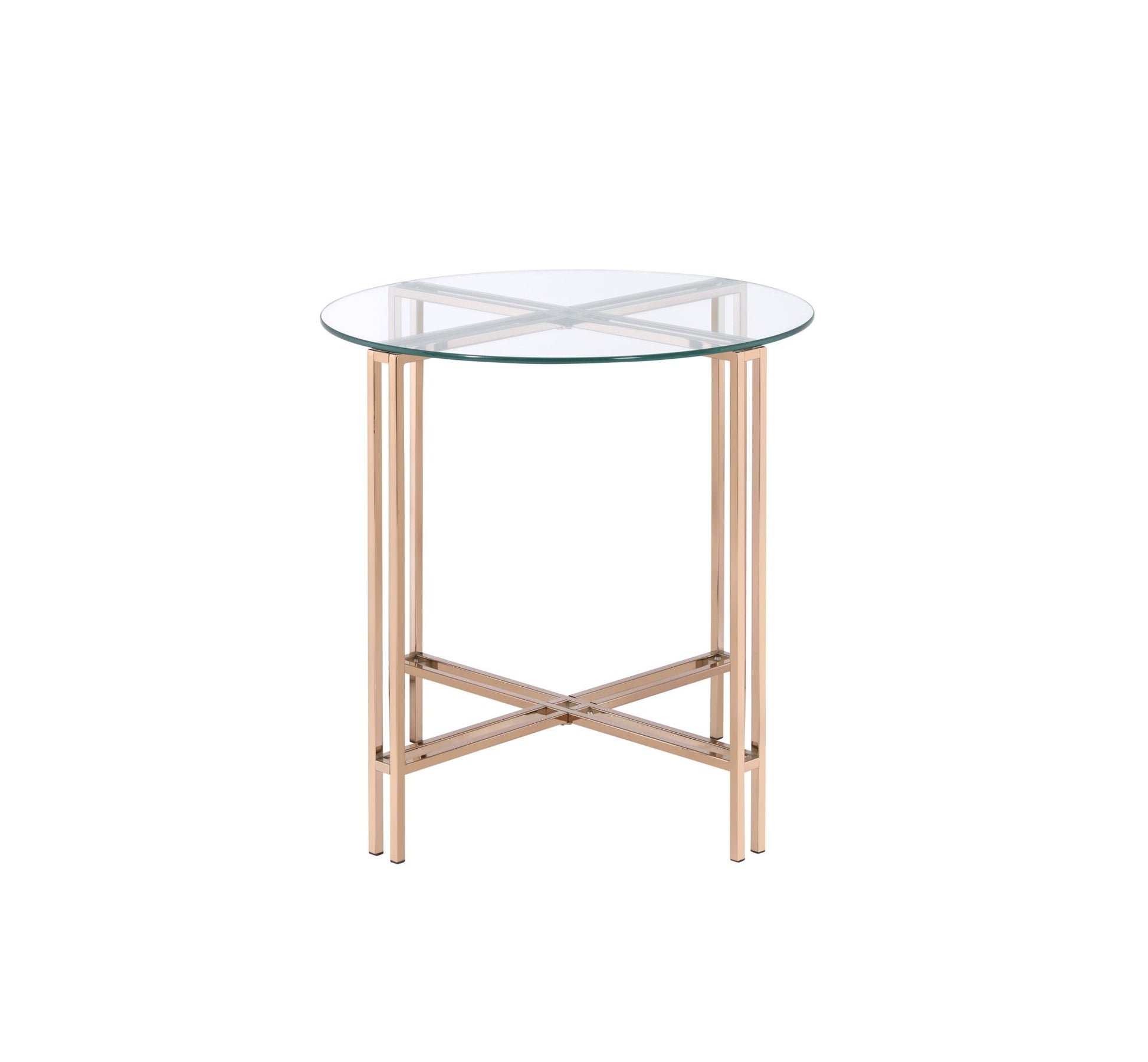 Veises Clear Glass Top with Champagne Finish End Table - 1st Choice Furniture Direct