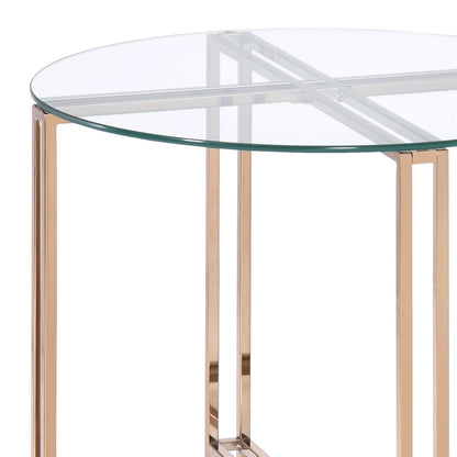 Veises Clear Glass Top with Champagne Finish End Table - 1st Choice Furniture Direct