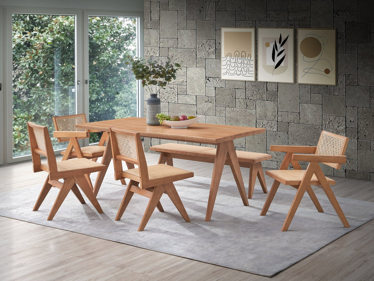Velentina Rattan & Natural Finish Side Chair (Set of 2) - 1st Choice Furniture Direct