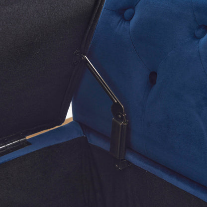 Velvet Multifunctional Storage Ottoman Bench with Pillow, Navy Blue, Luxurious Upholstery, Spacious Design - 1st Choice Furniture Direct
