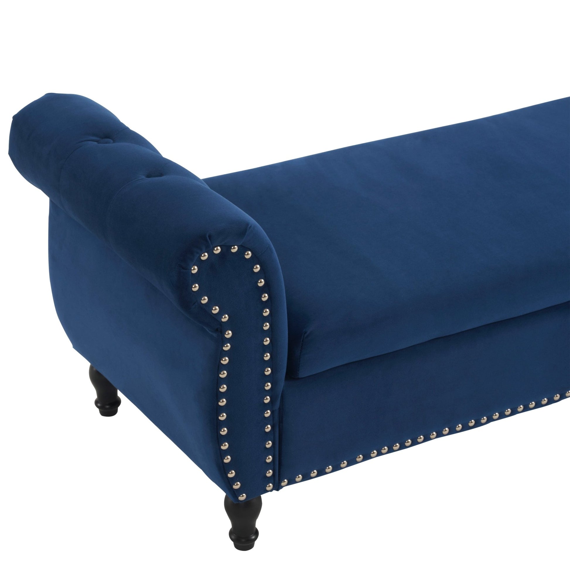 Velvet Multifunctional Storage Ottoman Bench with Pillow, Navy Blue, Luxurious Upholstery, Spacious Design - 1st Choice Furniture Direct