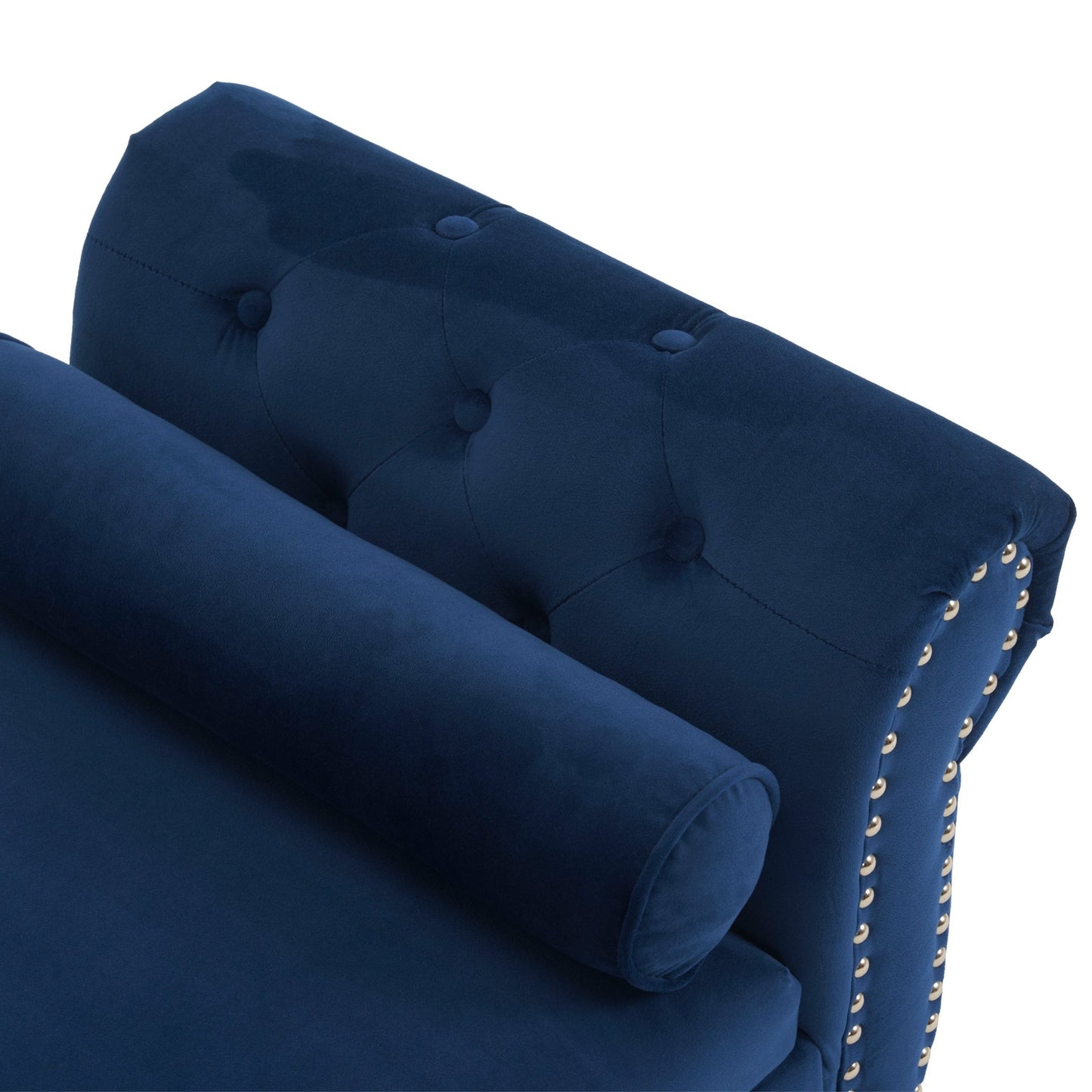 Velvet Multifunctional Storage Ottoman Bench with Pillow, Navy Blue, Luxurious Upholstery, Spacious Design - 1st Choice Furniture Direct