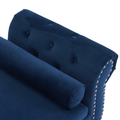 Velvet Multifunctional Storage Ottoman Bench with Pillow, Navy Blue, Luxurious Upholstery, Spacious Design - 1st Choice Furniture Direct
