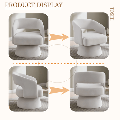 Velvet Swivel Barrel Chair with 360 - Degree Rotation, Beige Modern Accent Armchair for Living Room Bedroom Reception Space - 1st Choice Furniture Direct