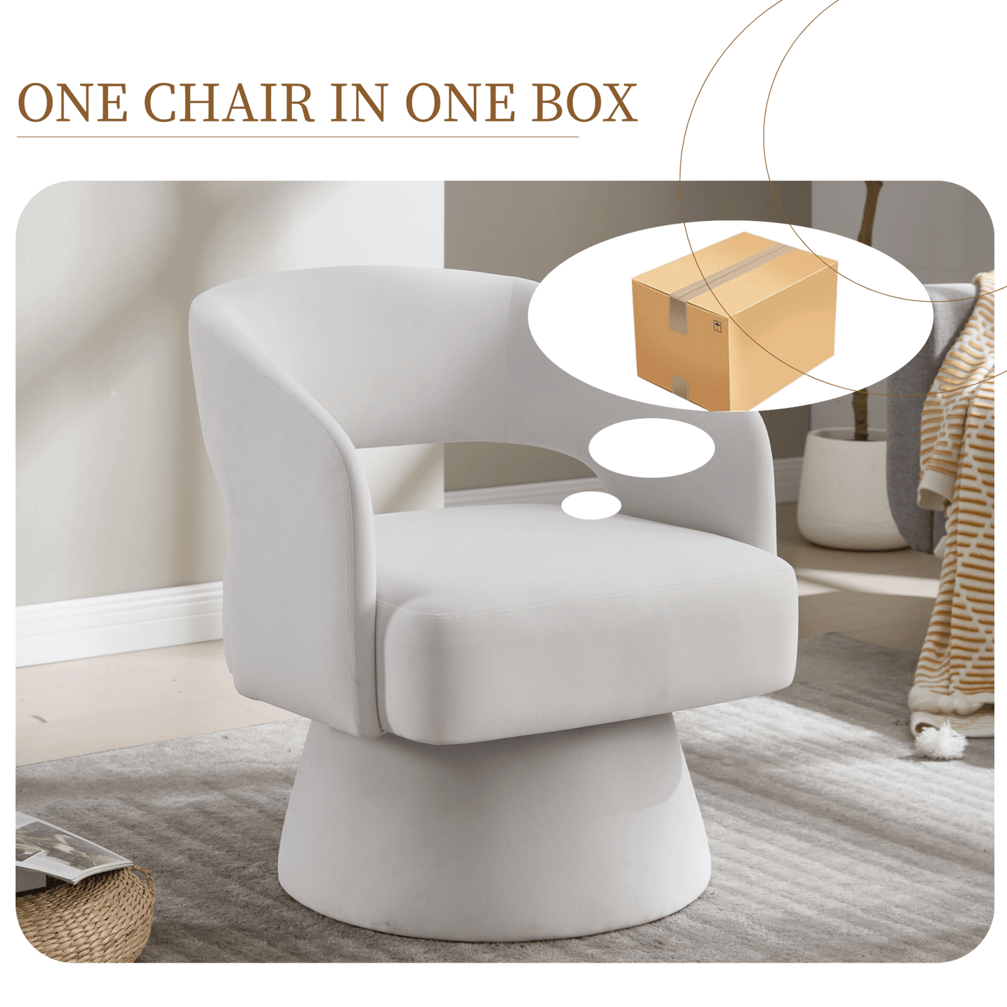 Velvet Swivel Barrel Chair with 360 - Degree Rotation, Beige Modern Accent Armchair for Living Room Bedroom Reception Space - 1st Choice Furniture Direct