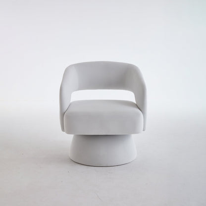 Velvet Swivel Barrel Chair with 360 - Degree Rotation, Beige Modern Accent Armchair for Living Room Bedroom Reception Space - 1st Choice Furniture Direct