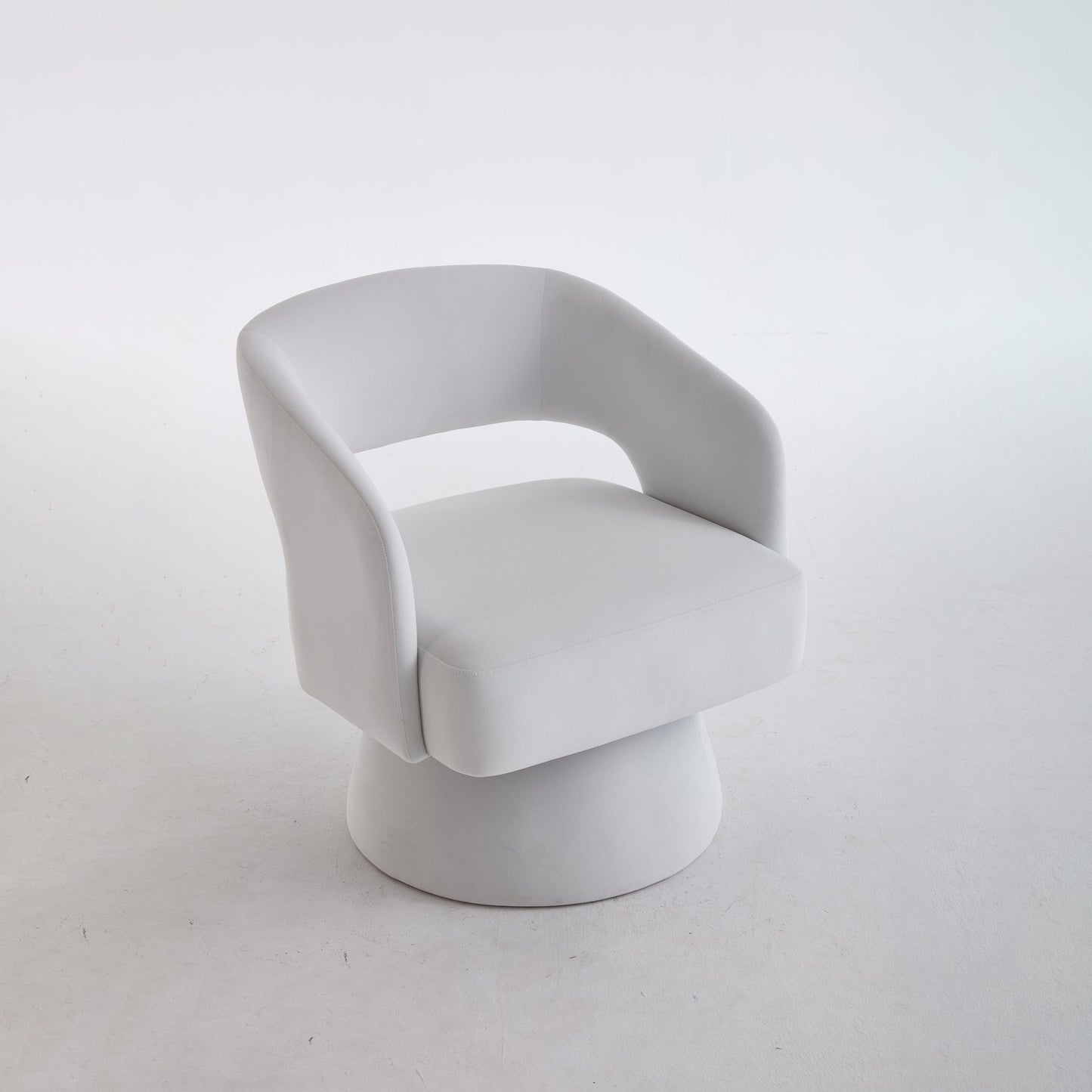 Velvet Swivel Barrel Chair with 360 - Degree Rotation, Beige Modern Accent Armchair for Living Room Bedroom Reception Space - 1st Choice Furniture Direct