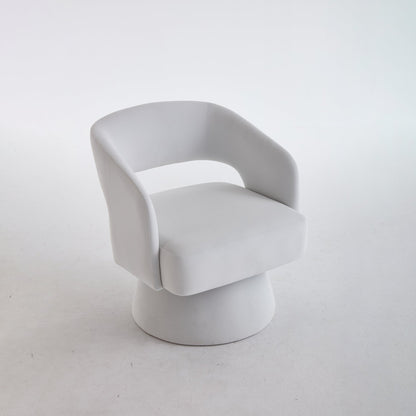Velvet Swivel Barrel Chair with 360 - Degree Rotation, Beige Modern Accent Armchair for Living Room Bedroom Reception Space - 1st Choice Furniture Direct