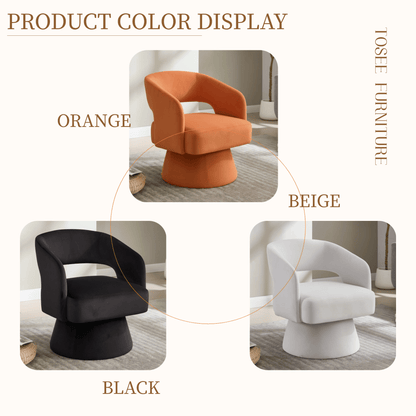 Velvet Swivel Barrel Chair with 360 - Degree Rotation, Beige Modern Accent Armchair for Living Room Bedroom Reception Space - 1st Choice Furniture Direct