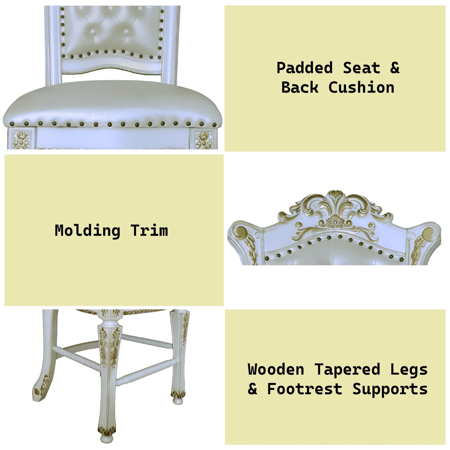 Vendome Antique Pearl Finish Counter Height Chair (Set of 2) - 1st Choice Furniture Direct