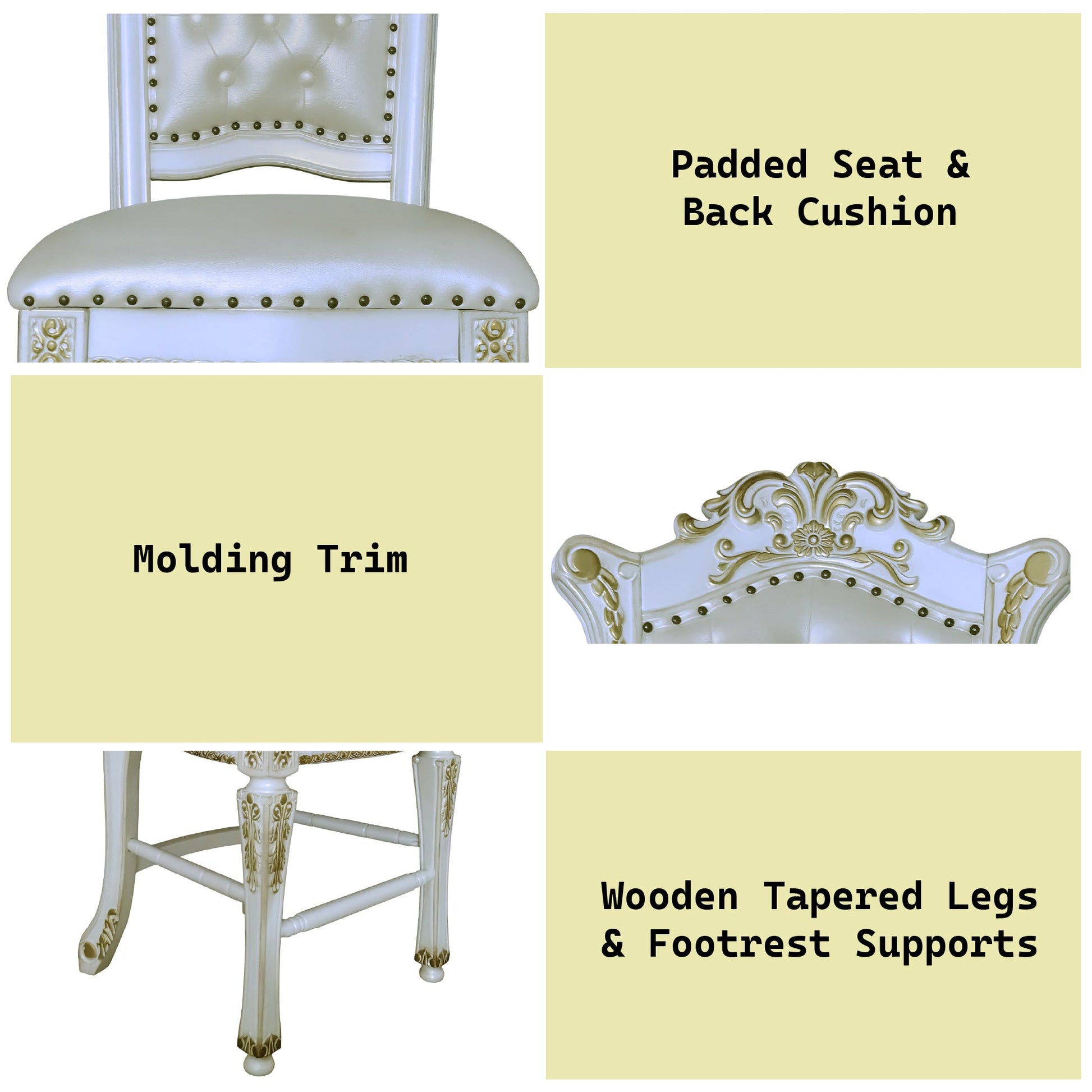 Vendome Antique Pearl Finish Counter Height Chair (Set of 2) - 1st Choice Furniture Direct