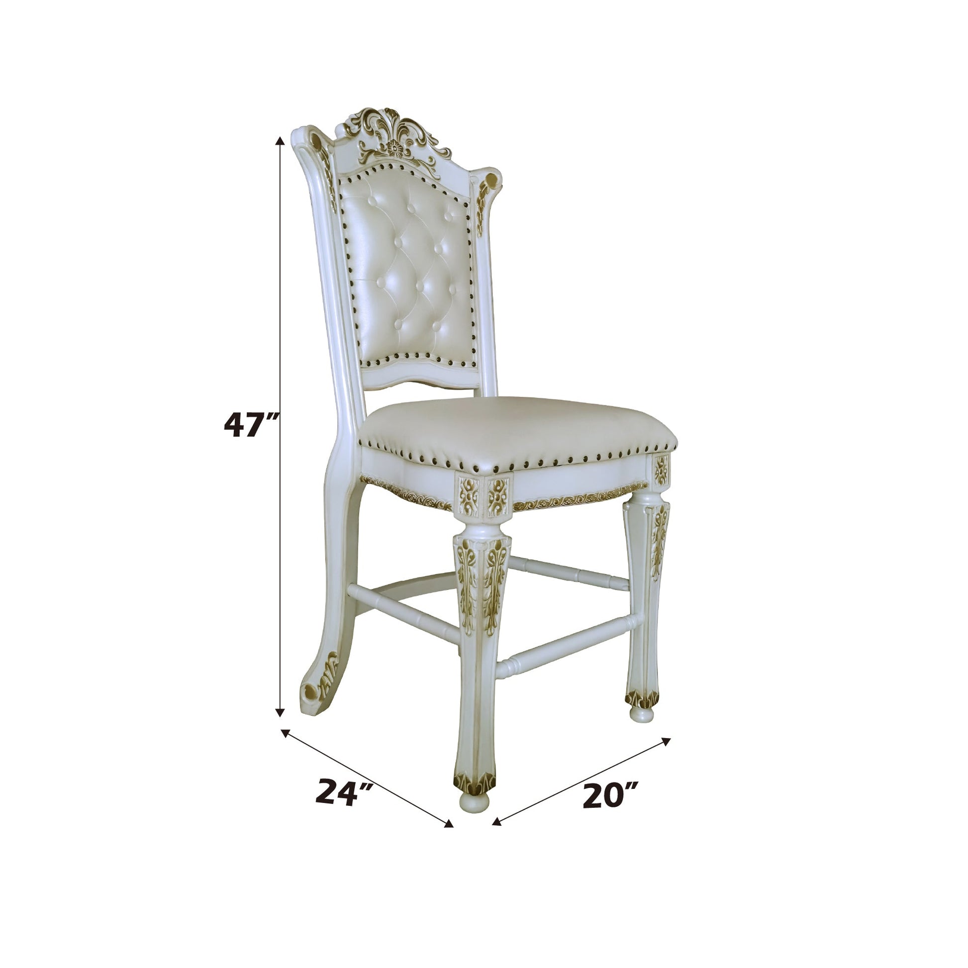 Vendome Antique Pearl Finish Counter Height Chair (Set of 2) - 1st Choice Furniture Direct