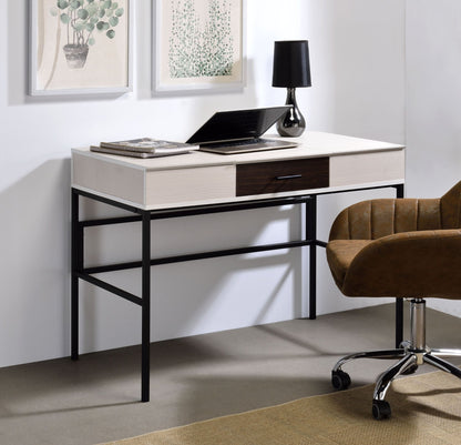 Verster Natural & Black Finish Writing Desk W/USB - 1st Choice Furniture Direct