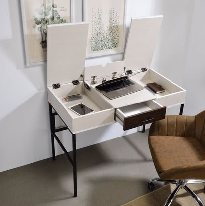 Verster Natural & Black Finish Writing Desk W/USB - 1st Choice Furniture Direct