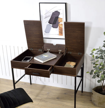 Verster Oak & Black Finish Writing Desk W/USB - 1st Choice Furniture Direct