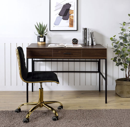 Verster Oak & Black Finish Writing Desk W/USB - 1st Choice Furniture Direct