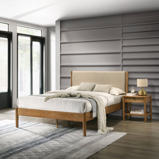 Vichy 2 - Piece Rubberwood Bedroom Set, Platform Bed with Nightstand, Queen - 1st Choice Furniture Direct