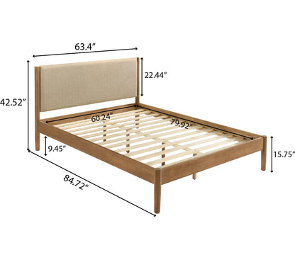 Vichy 2 - Piece Rubberwood Bedroom Set, Platform Bed with Nightstand, Queen - 1st Choice Furniture Direct