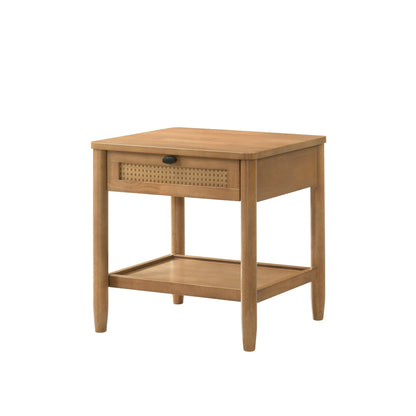 Vichy 2 - Piece Rubberwood Corduroy Bedroom Set, Platform Bed with Nightstand, Queen - 1st Choice Furniture Direct