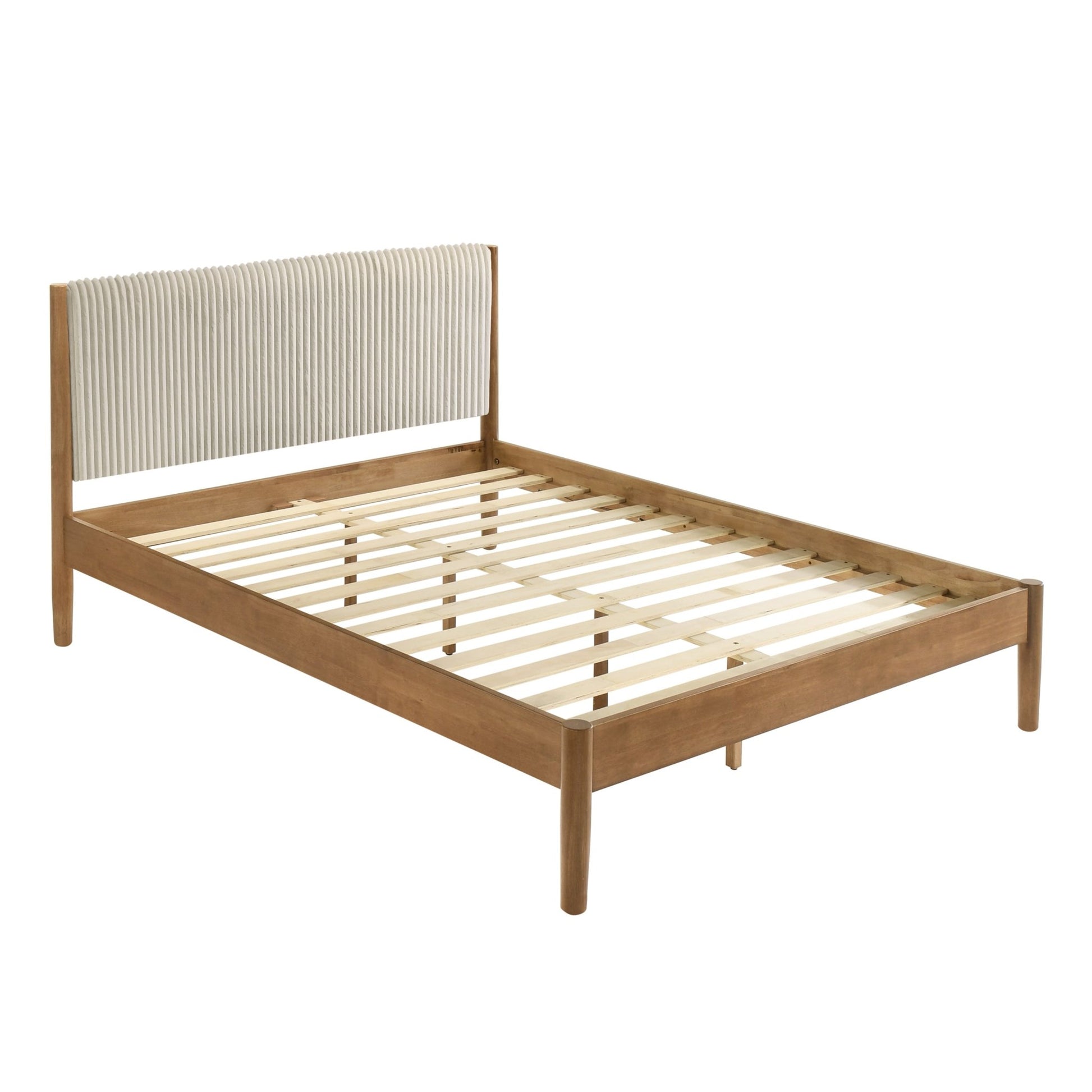 Vichy 2 - Piece Rubberwood Corduroy Bedroom Set, Platform Bed with Nightstand, Queen - 1st Choice Furniture Direct