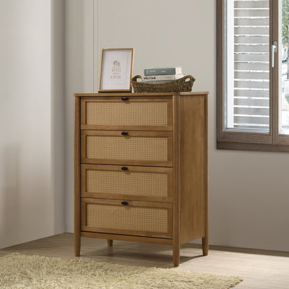 Vichy 6 - Piece Rubberwood Bedroom Set with Corduroy Upholstered Queen Bed, Dresser, Mirror, 2 Nightstands, and Chest - 1st Choice Furniture Direct