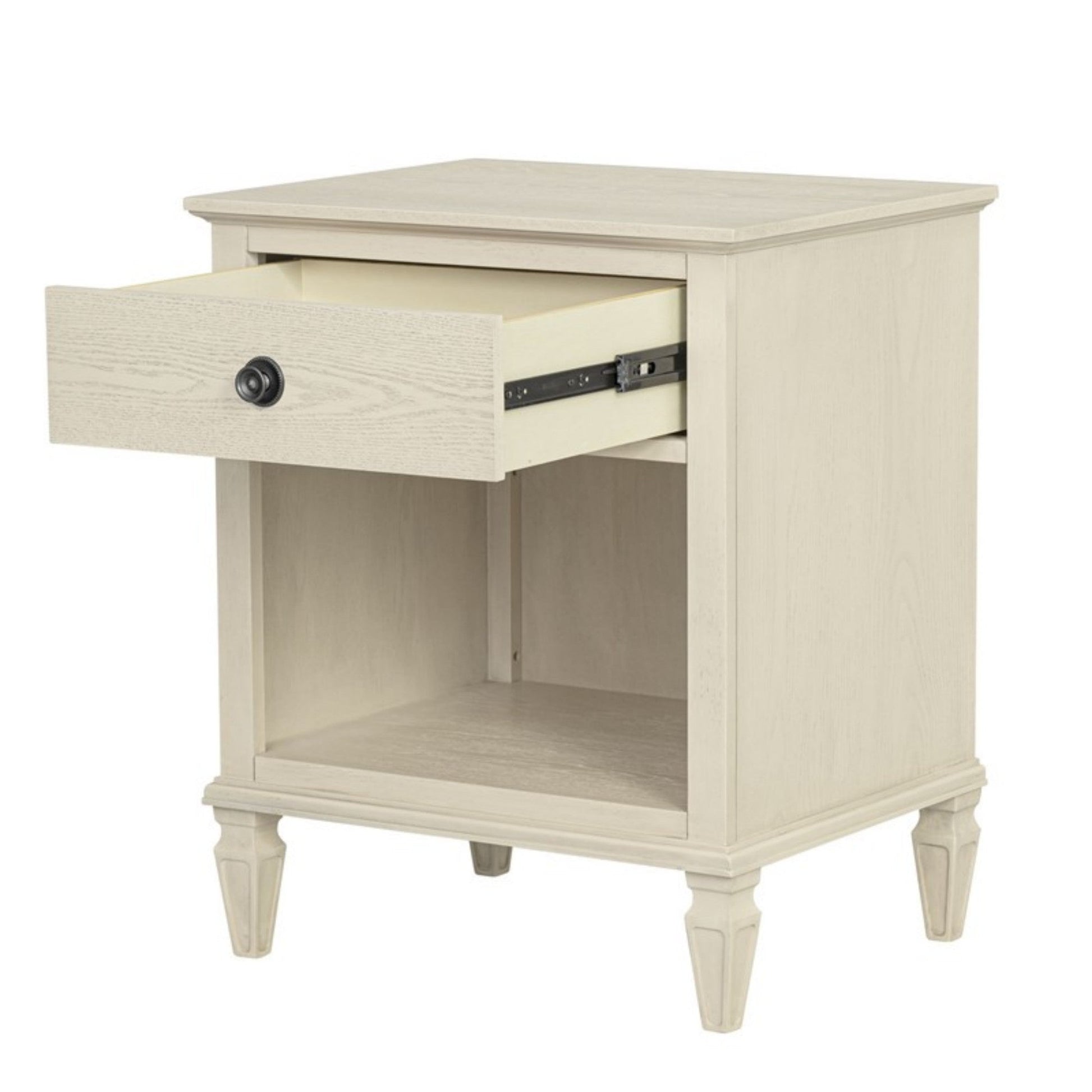 Victoria Nightstand Antique Cream with Open Storage and Solid Wood Legs - 1st Choice Furniture Direct