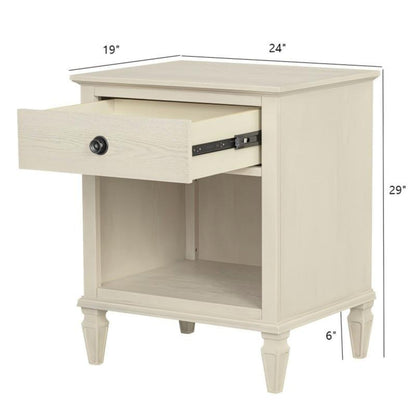 Victoria Nightstand Antique Cream with Open Storage and Solid Wood Legs - 1st Choice Furniture Direct