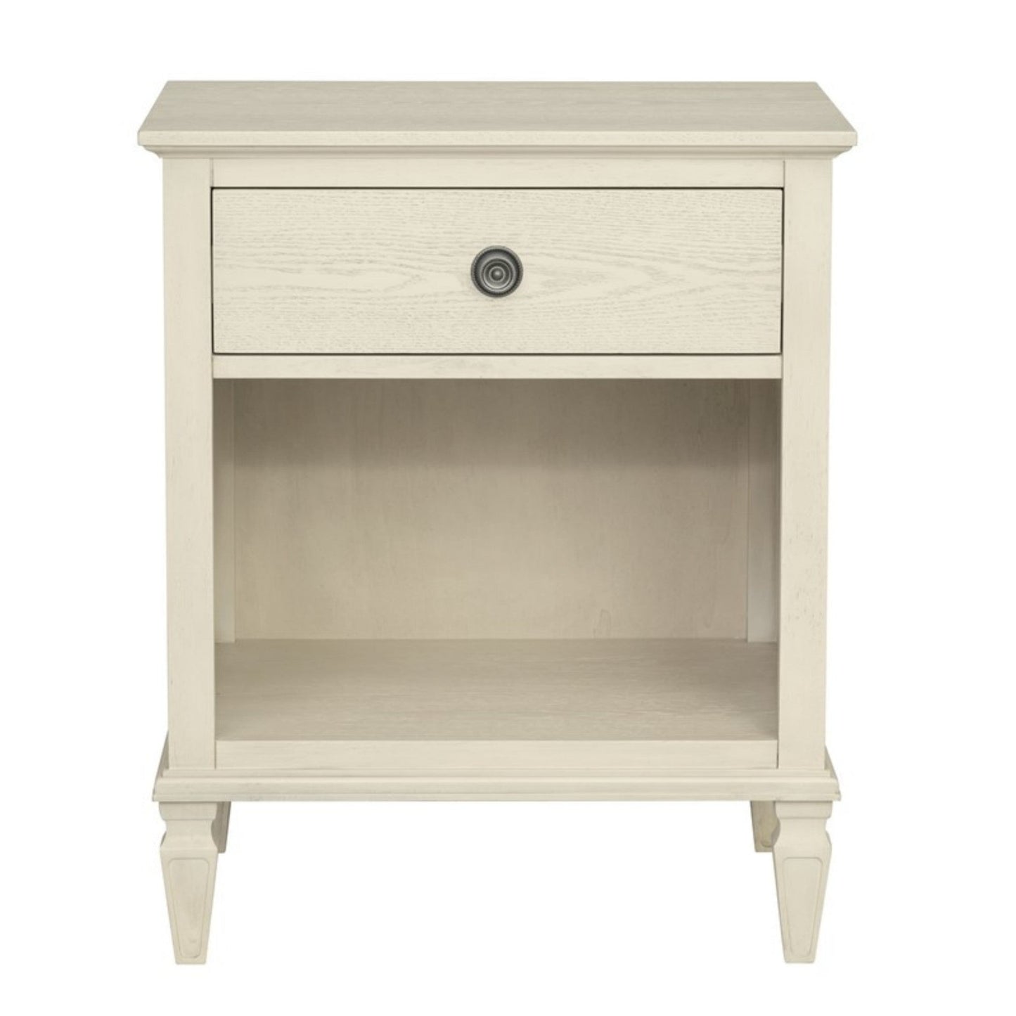 Victoria Nightstand Antique Cream with Open Storage and Solid Wood Legs - 1st Choice Furniture Direct