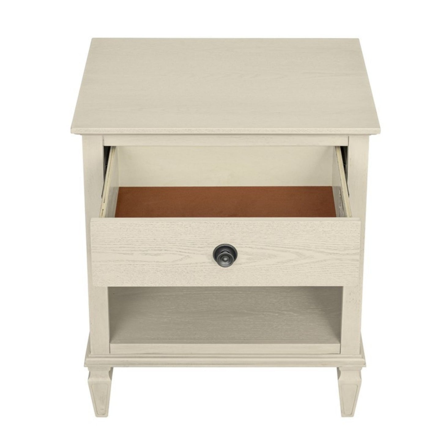 Victoria Nightstand Antique Cream with Open Storage and Solid Wood Legs - 1st Choice Furniture Direct