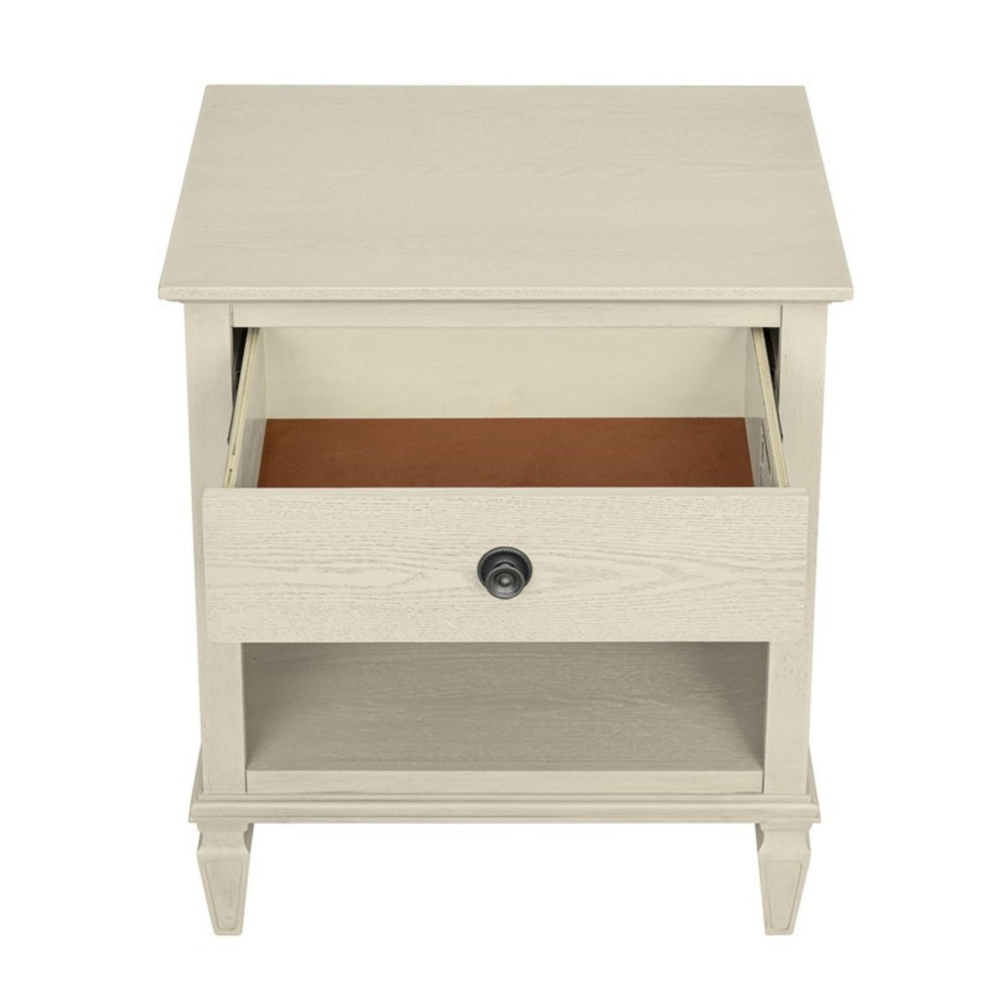 Victoria Nightstand Antique Cream with Open Storage and Solid Wood Legs - 1st Choice Furniture Direct