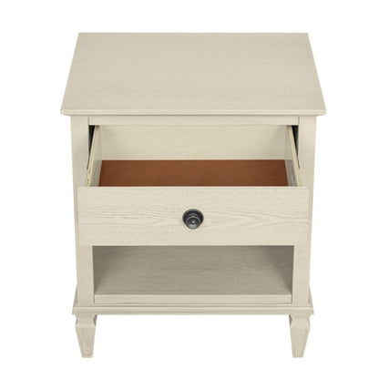 Victoria Nightstand Antique Cream with Open Storage and Solid Wood Legs - 1st Choice Furniture Direct