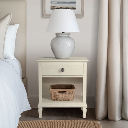 Victoria Nightstand Antique Cream with Open Storage and Solid Wood Legs - 1st Choice Furniture Direct