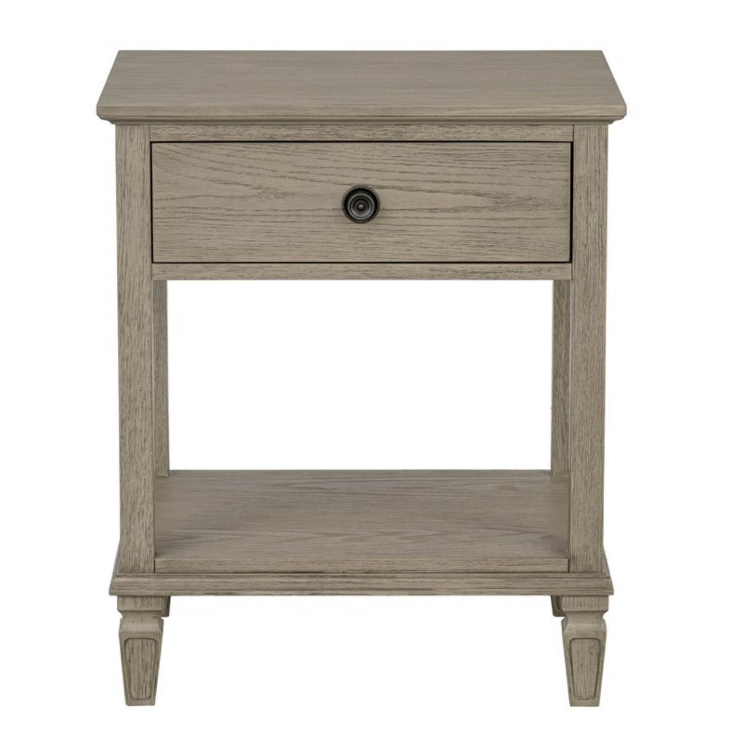 Victoria Reclaimed Grey Bedside Table with Drawer and Shelf in Wood Veneer - 1st Choice Furniture Direct