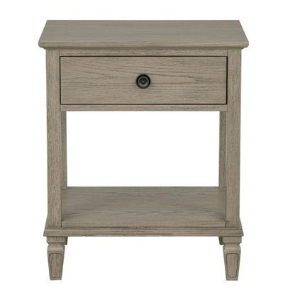 Victoria Reclaimed Grey Bedside Table with Drawer and Shelf in Wood Veneer - 1st Choice Furniture Direct