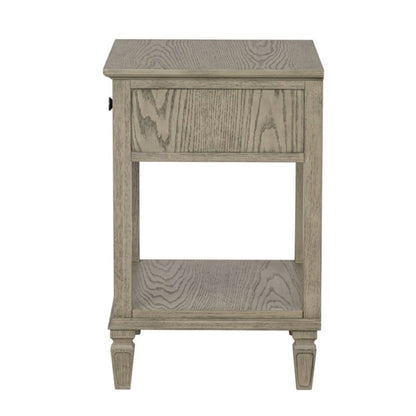 Victoria Reclaimed Grey Bedside Table with Drawer and Shelf in Wood Veneer - 1st Choice Furniture Direct