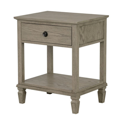 Victoria Reclaimed Grey Bedside Table with Drawer and Shelf in Wood Veneer - 1st Choice Furniture Direct