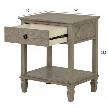 Victoria Reclaimed Grey Bedside Table with Drawer and Shelf in Wood Veneer - 1st Choice Furniture Direct