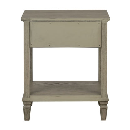 Victoria Reclaimed Grey Bedside Table with Drawer and Shelf in Wood Veneer - 1st Choice Furniture Direct