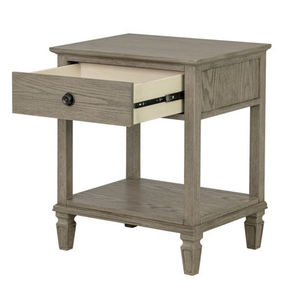 Victoria Reclaimed Grey Bedside Table with Drawer and Shelf in Wood Veneer - 1st Choice Furniture Direct