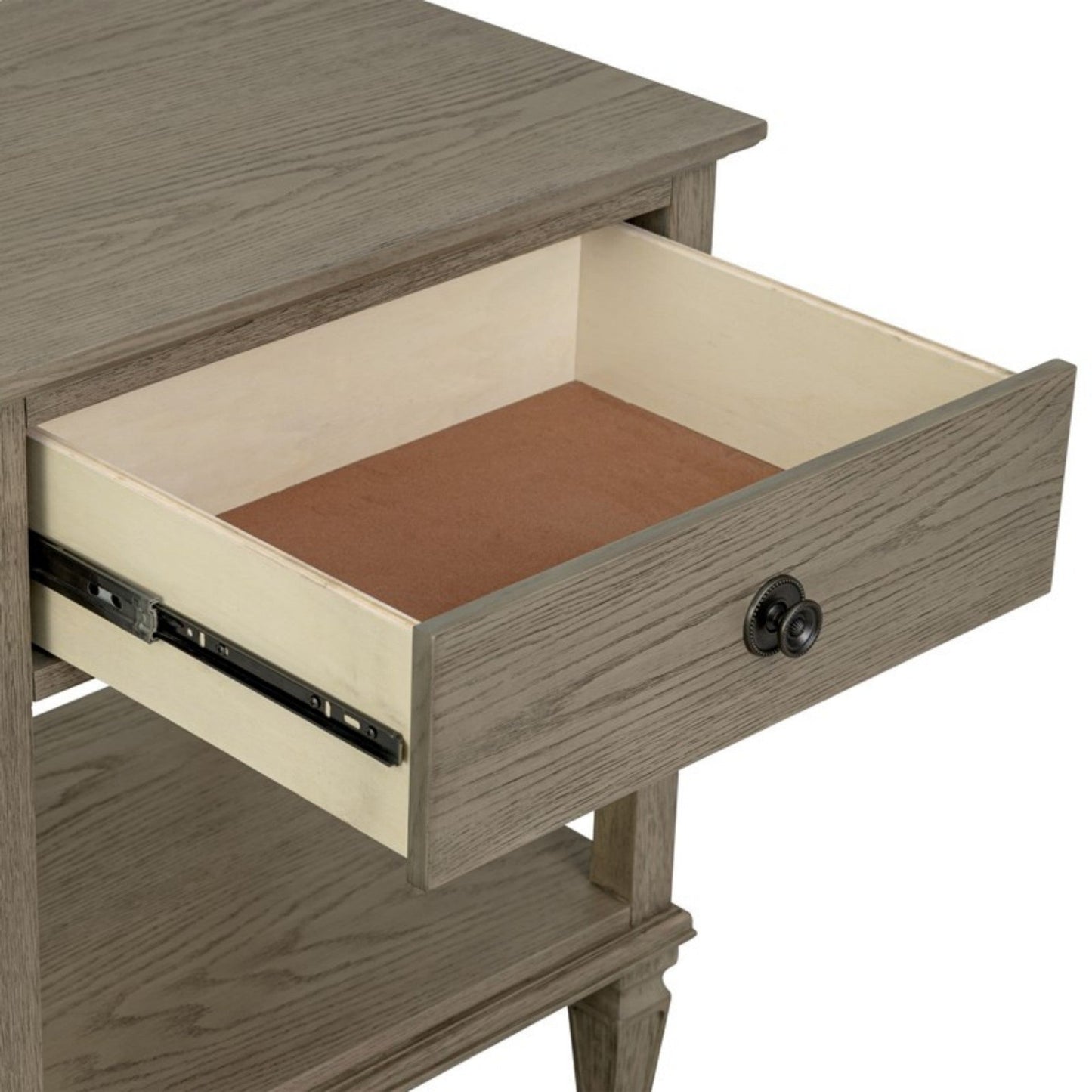 Victoria Reclaimed Grey Bedside Table with Drawer and Shelf in Wood Veneer - 1st Choice Furniture Direct